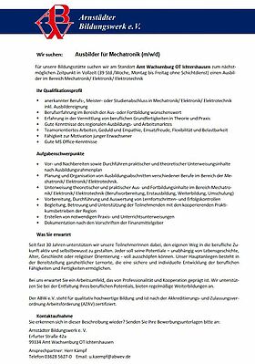 Stellenbeschreibung Ausbilder Mechatronik